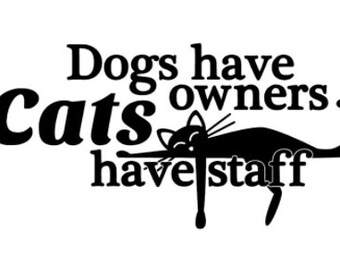 Meijiafei Dogs Have Owners Cats Have Staff Vintage PVC Funny Pet Cat Sign 10x5 Meijiafei Dogs Have Owners Cats Have Staff Vintage PVC Funny Pet Cat Sign 10x5