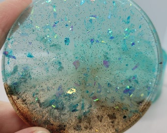 Resin Coasters | Round Coasters | Ocean Coasters | Glitter Coasters | Boho Housewarming Gift | Drink Coasters | Clear Coasters