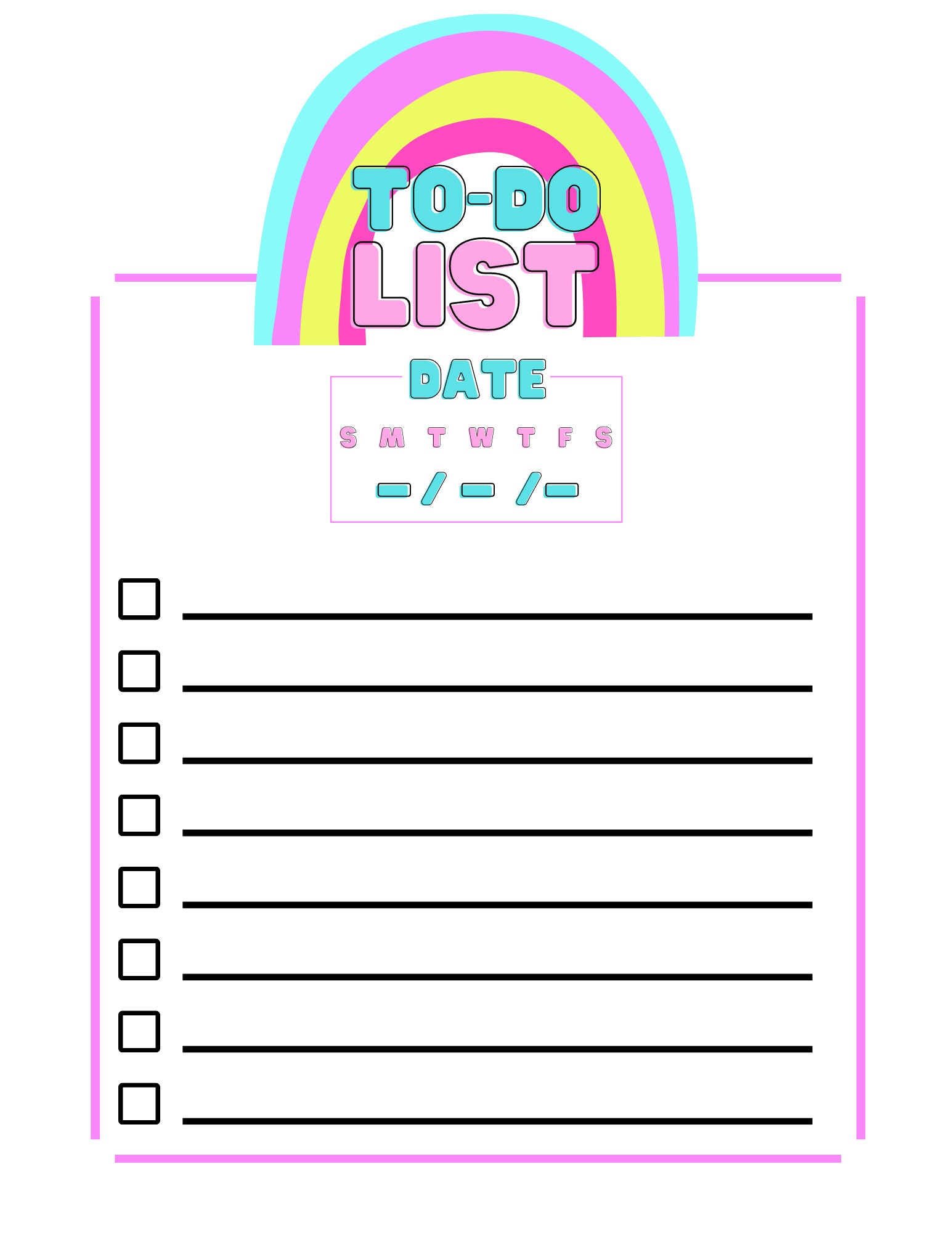 Printable To do List Bright Preppy Etsy Printable To do List Bright Preppy Etsy