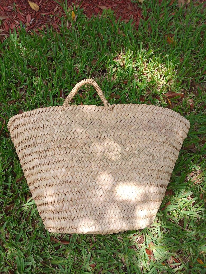 NATURAL STRAW BASKET Vegan Straw Market Basket Straw Bag Etsy
