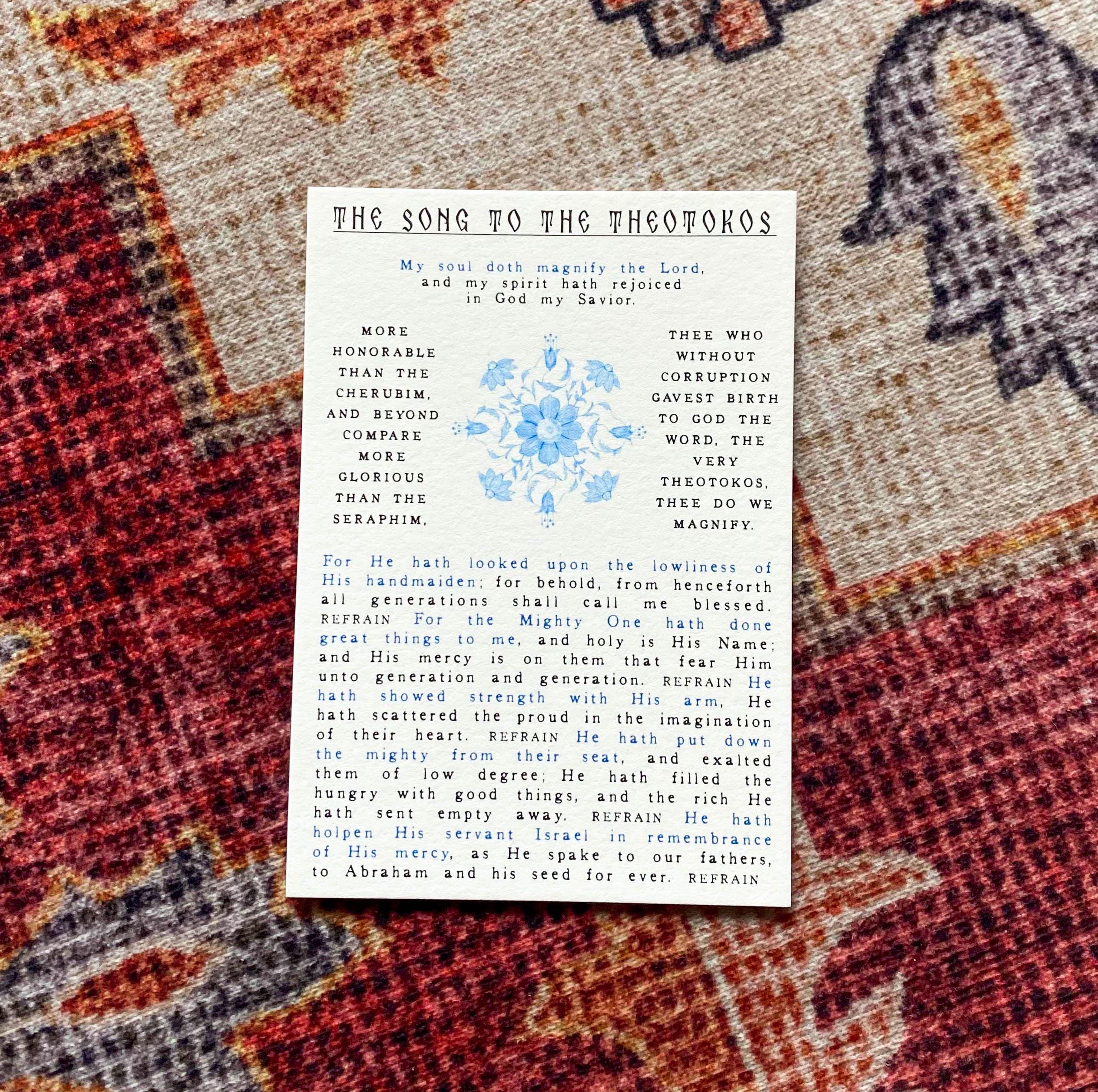 Magnificat (The Song of the Theotokos) Orthodox Christian Prayer Card