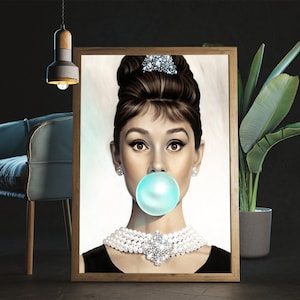 Size A4 A2 Unframed Audrey hepburn bubble gum A3 Art Print Poster 