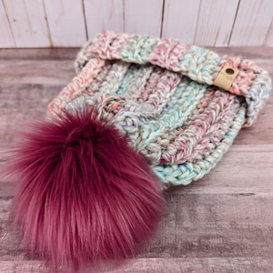 Chunky Winter Hat with Handmade Pom