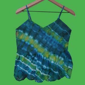 Handmade tie dye crop top, adult X-LARGE. Adjustable straps. No Boundaries. Length 20&quot;. Width 16&quot;. Permanent dyes. (625)