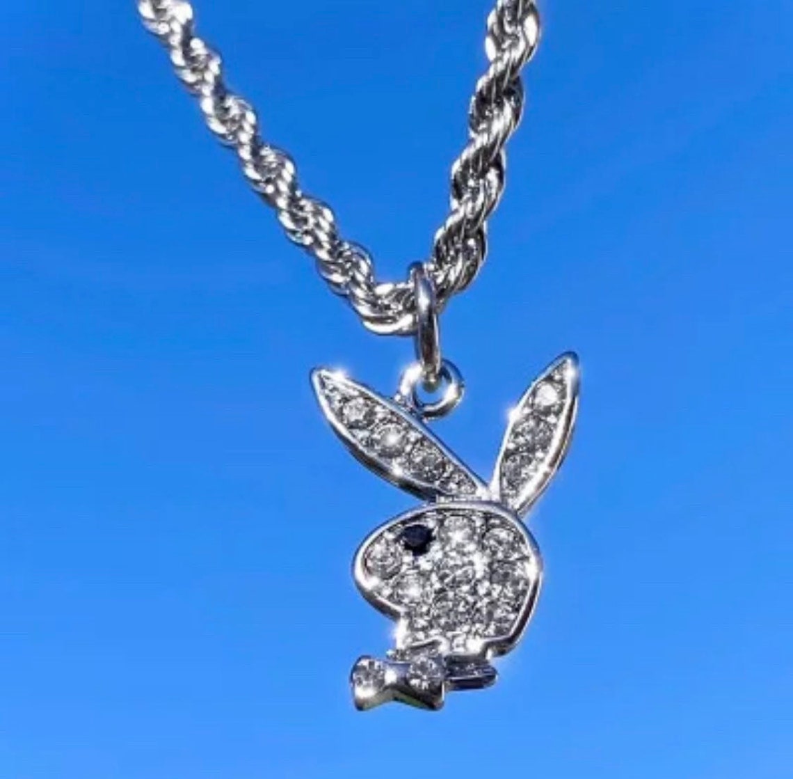 DiamantÃ© Playboy Bunny Stainless Steel Twist Chain Necklace | Etsy