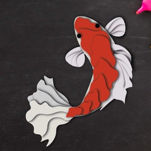 Koi fish SVG/ Koi fish multilayer SVG/layer Svg /laser cut files / papercut/ clipart/vector /multilayer laser cut/ svg 3d/ fish / coi fish
