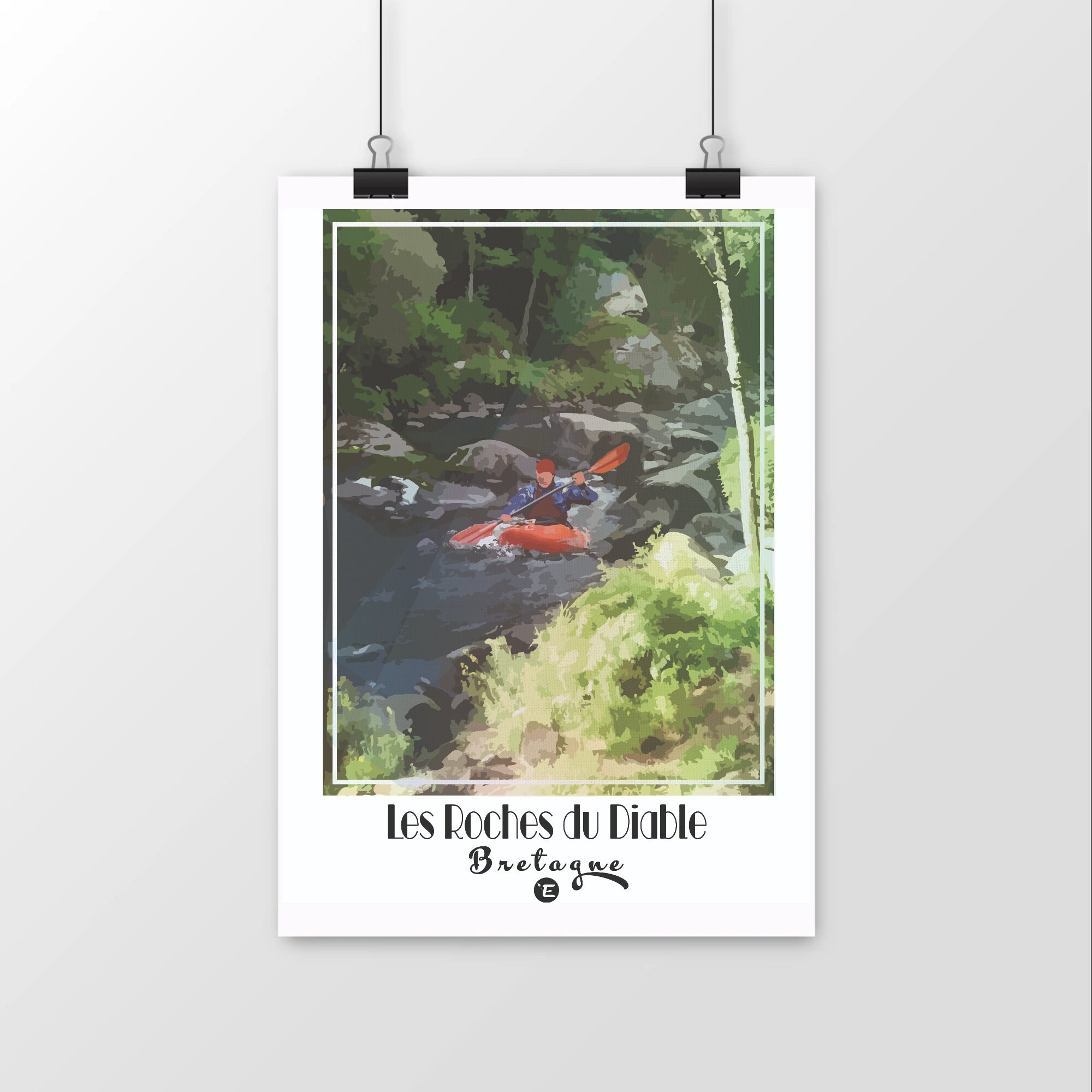Affiche de Bretagne Personnalisée Les Roches Du Diable/ Locunolé/Pays Quimperlé/ Kayak/ Bretagne/Bre