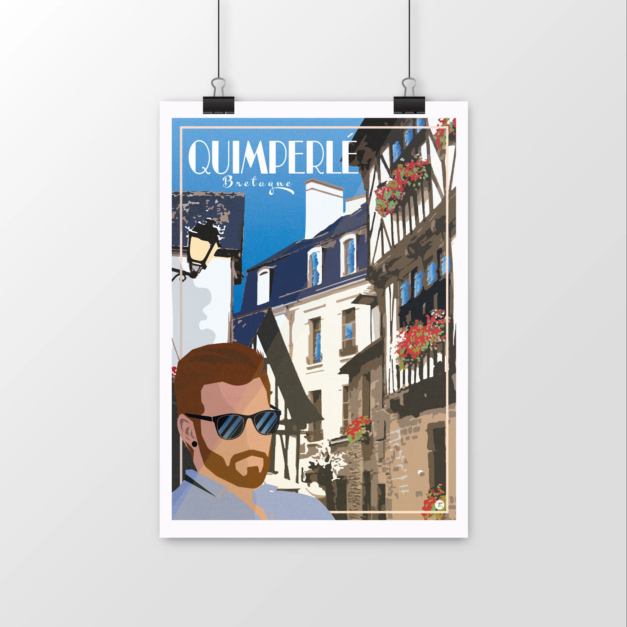 Affiche de Bretagne Quimperlé/Bretagne Poster/Bretagne/Affiche Bretagne/Quimperlé/style Vintage/Fini