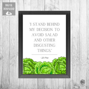 PARKS AND REC | I stand behind my decision to avoid salad | Digital Wall Art | Downloadable Print