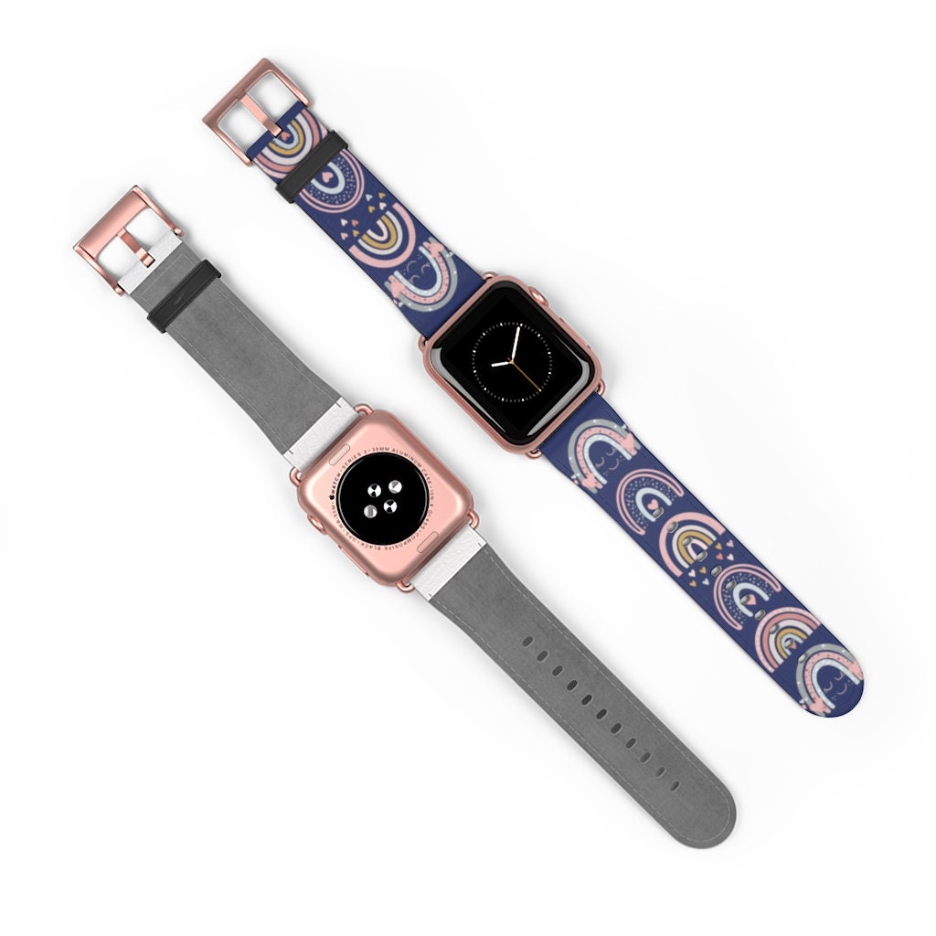 Rainbow Apple Watch BandBlue Apple Watch Strap Faux Leather Etsy