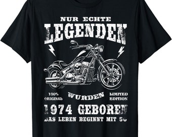 Herren 50 Geburtstag Mann Biker Geschenk Motorrad Chopper 1974 T-Shirt S - 4XL ( jeder andere Jahrgang personalisierbar ) Grunch Effekt