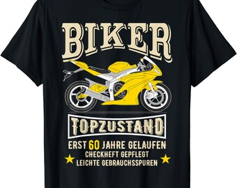 Herren 60. Geburtstag Mann Biker Geschenk witzig  (jedes andere Alter personalisierbar) Motorrad Superbike T-Shirt S - 4XL