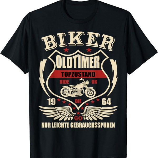 Herren 60 Geburtstag Mann Biker Geschenk  (jedes andere Alter personalisierbar) Motorrad Chopper 1964 T-Shirt S - 4XL