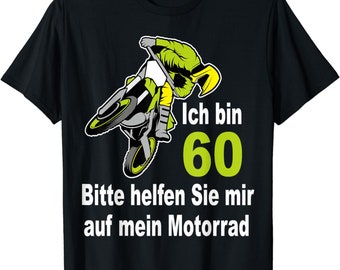 Herren 60. Geburtstag Mann Geschenk lustig  (jedes andere Alter personalisierbar) Biker Motorrad Motocross T-Shirt S - 4XL