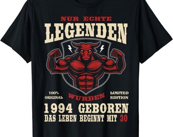 30. Geburtstag Mann Gym Geschenk 1994 Fitness Workout T-Shirt  (jedes andere Alter personalisierbar) T-Shirt S - 4XL