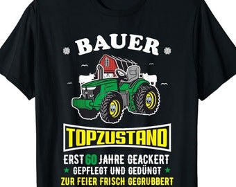 Herren 60. Geburtstag Mann Geschenk ( jeder andere Jahrgang personalisierbar ) lustig Bauer Landwirt grüner Traktor T-Shirt S - 4XL