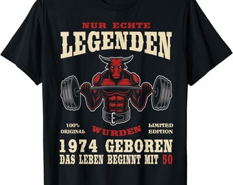 50. Geburtstag Mann Gym Geschenk 1974 Fitness Workout T-Shirt  (jedes andere Alter personalisierbar) T-Shirt S - 4XL