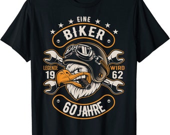 Men 60 Birthday Man Gift funny Biker Motorcycle Eagle 1962 T-Shirt S - 4XL