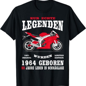 Herren 60. Geburtstag Mann Biker Geschenk witzig  (jedes andere Alter personalisierbar) Motorrad Superbike rot T-Shirt S - 4XL