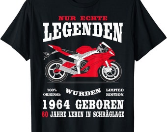 Herren 60. Geburtstag Mann Biker Geschenk witzig  (jedes andere Alter personalisierbar) Motorrad Superbike rot T-Shirt S - 4XL