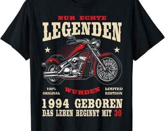 Herren 30 Geburtstag Mann Biker Geschenk Motorrad Chopper 1994  (jedes andere Alter personalisierbar) T-Shirt S - 4XL