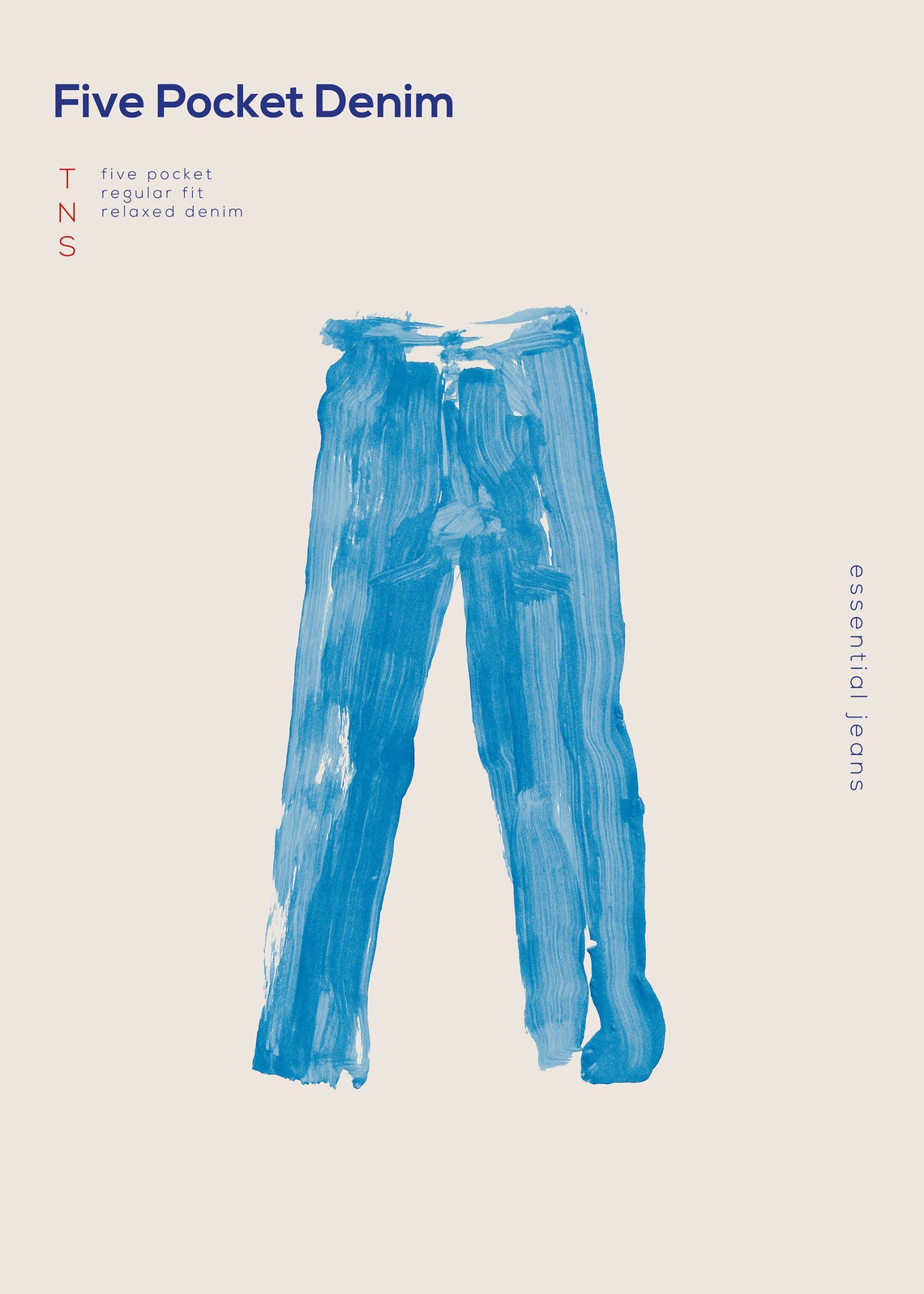 Blue Jeans painted Art print Fashion denim illustration Etsy