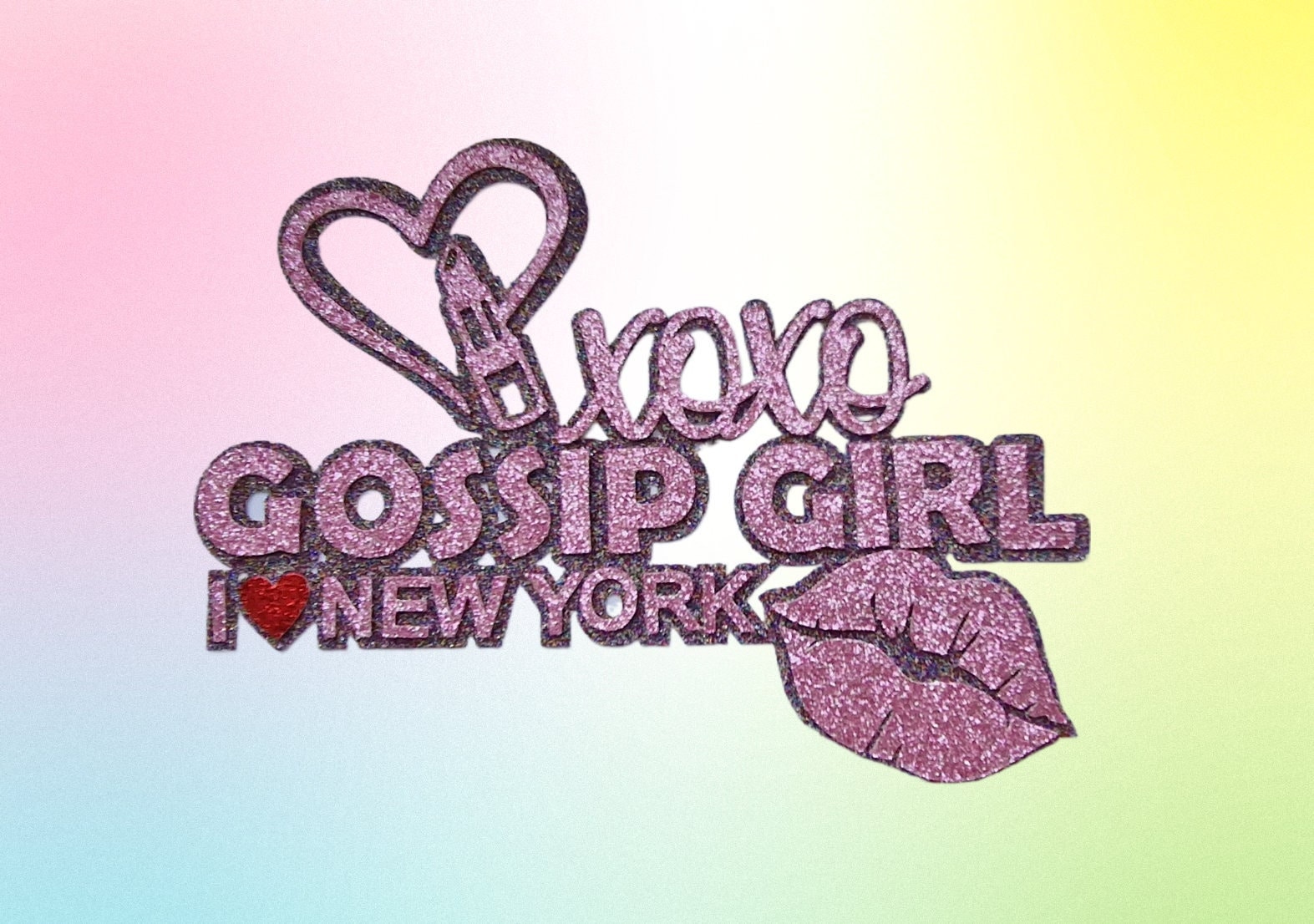 Gossip Girl , glitter cake topper, Happy Birthday