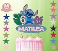 Stitch cake topper glitter / card custom personalised any name any age product logo