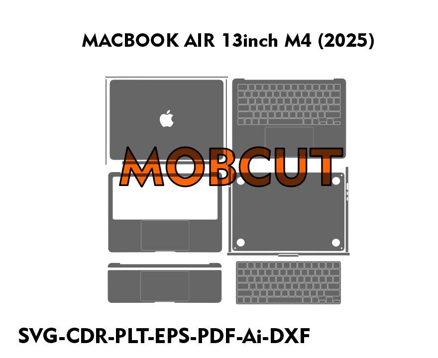 macbook air 13 inch M4 2025 skin cut file,skin vector template