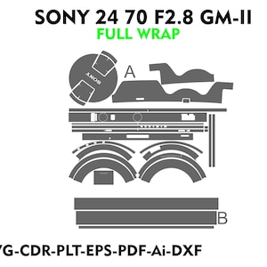 sony 24 70mm f2.8 GM II Skin Template Vector file skin layout skin die cut
