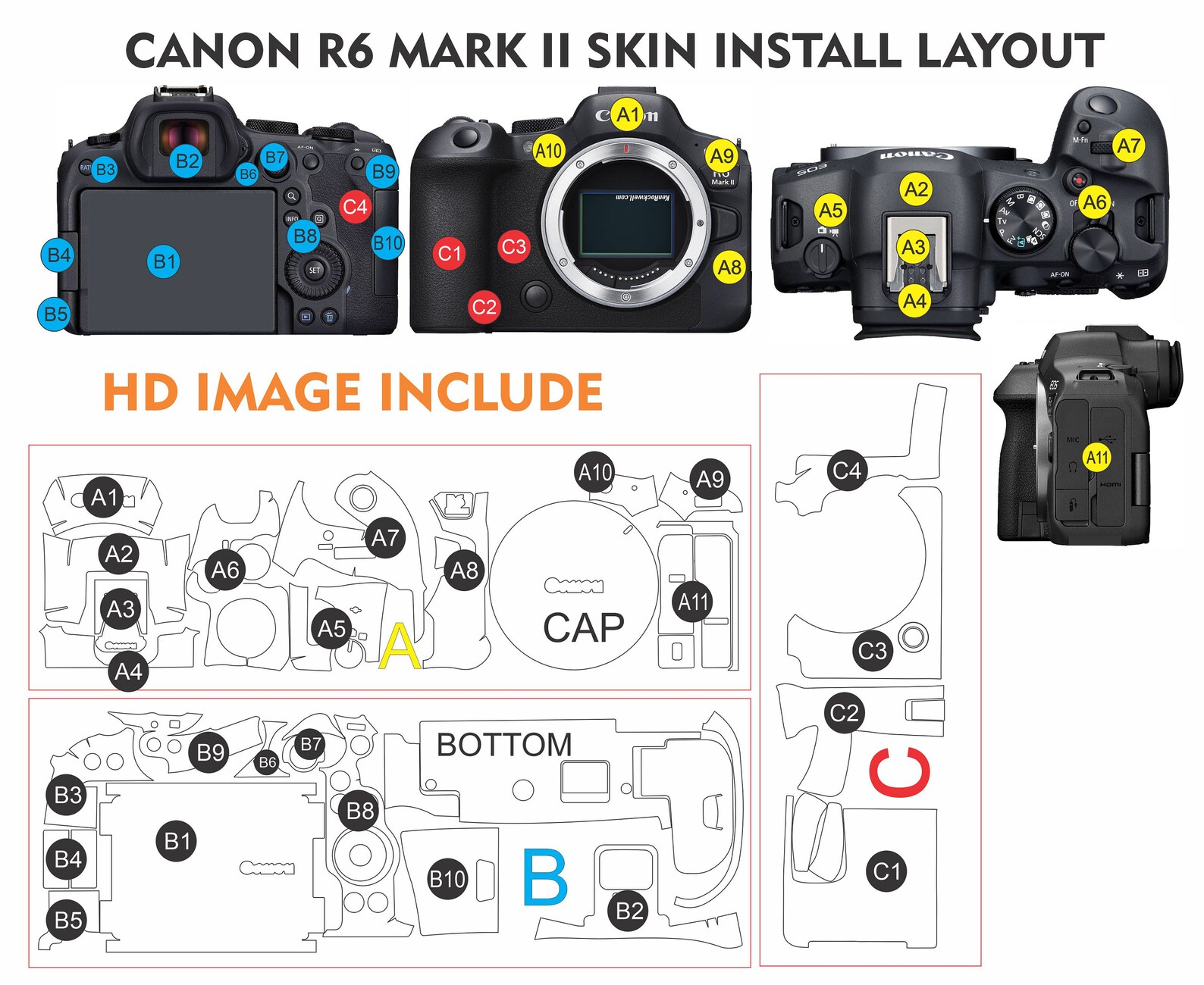 Vector Recciol Patterns R6 Canon R6 Mark2 Skin Template Vector File Skin Layout Skin Die Cut - Etsy