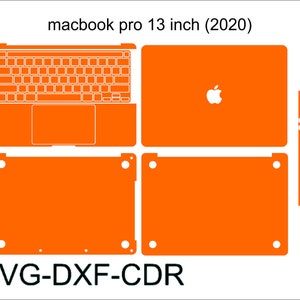 以下が含まれることがあります： 13インチのMacbook Pro（2020）用のオレンジ色のビニールスキンデカールステッカーセット。セットには、トップカバー、ボトムカバー、キーボードカバーが含まれています。