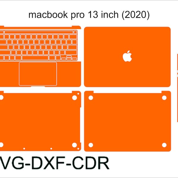 MacBook pro 13 inch (2020) skin cover svg cut template vector, , Silhouette, Vector, Vinyl File, Cricut