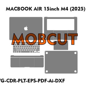 MacBook Air 15-inch M4 2025 skincut-bestand, skinvectorsjabloon