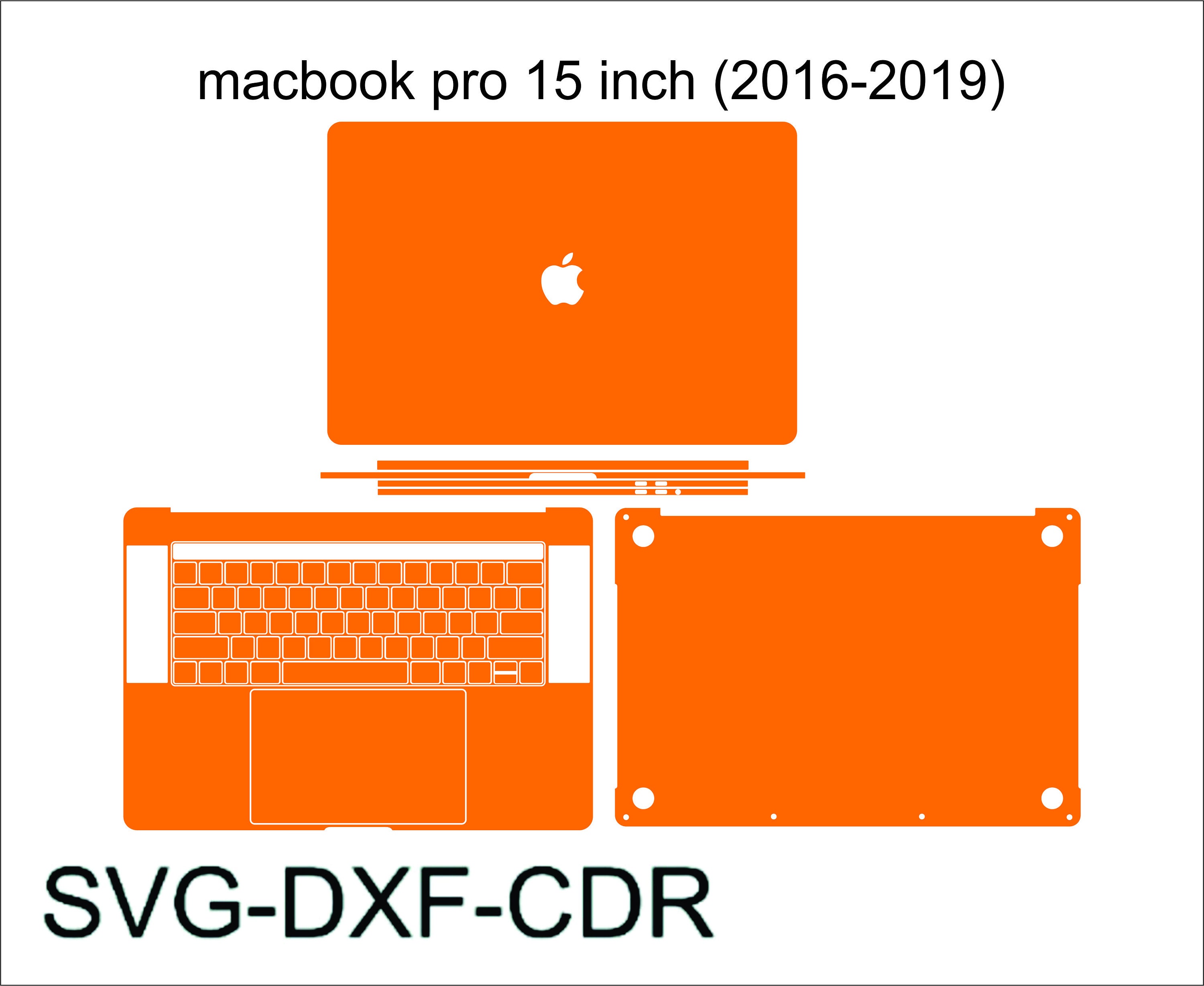 MacBook Pro 15 Inch (2016-2019) Skin Cover Svg Cut Template Vector 