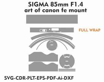sigma 85mm f1.4 art of canon fe mount Skin Template Vector file templete skin die cut