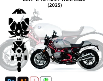 BMW R 12 NineT Heritage 2025 wrap template vector cut file exact fit decal kit 1:1 scale
