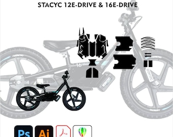 STACYC 12eDrive 16eDrive Electric Balance Bike Graphics Template Exact Fit 1:1 Scale