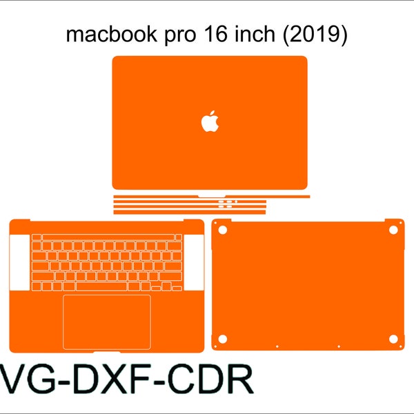 MacBook pro 16 inch (2019) skin cover svg cut template vector, , Silhouette, Vector, Vinyl File, Cricut