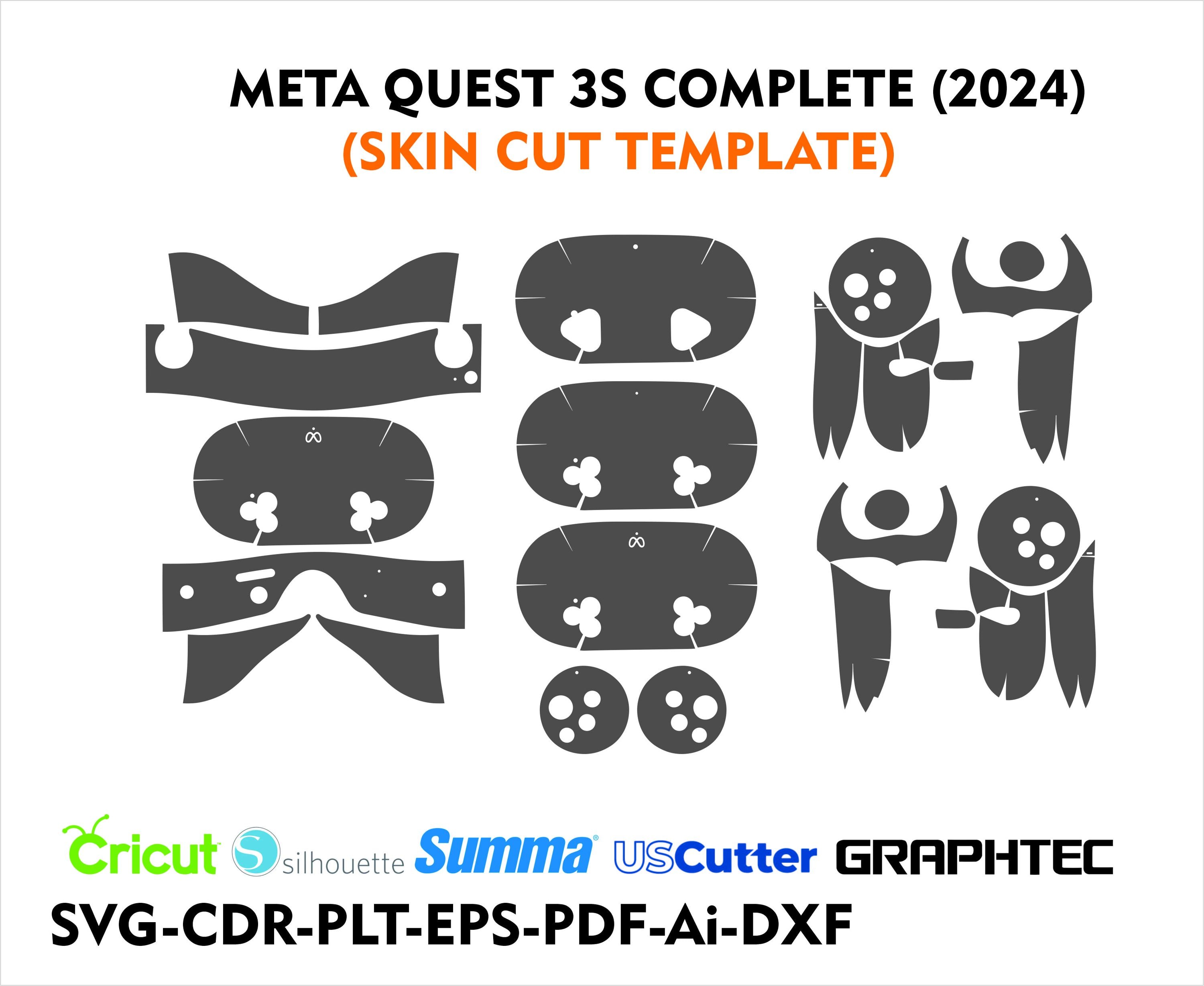 META Quest 3S headset complete skin cut file skin vector template