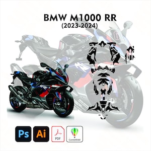 BMW M1000 RR 2023-2024 wrap template vector cut file exact fit decal kit 1:1 scale