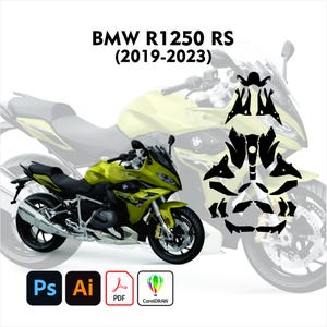 BMW R1250 RS 2019-2023 PPF en wikkelsjabloon vector gesneden bestand met exacte pasvorm