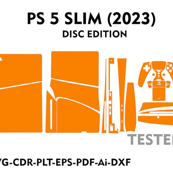 playstation ps5 slim disc edition 2023 Skin Template Vector file templete skin die cut