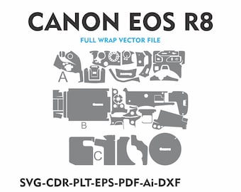 Plantilla de diseño de piel Canon EOS R8 Archivo vectorial Diseño de piel Troquelado de piel