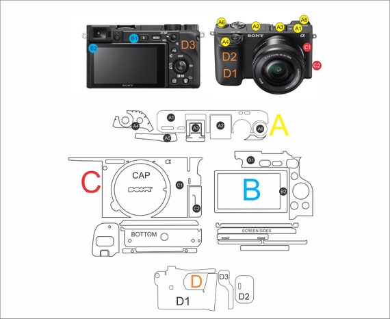 Sony A6300 and A6400 Skin Template Vector File - Etsy