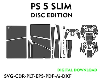 playstation ps5 slim disc edition 2023 Skin Template Vector file templete skin die cut