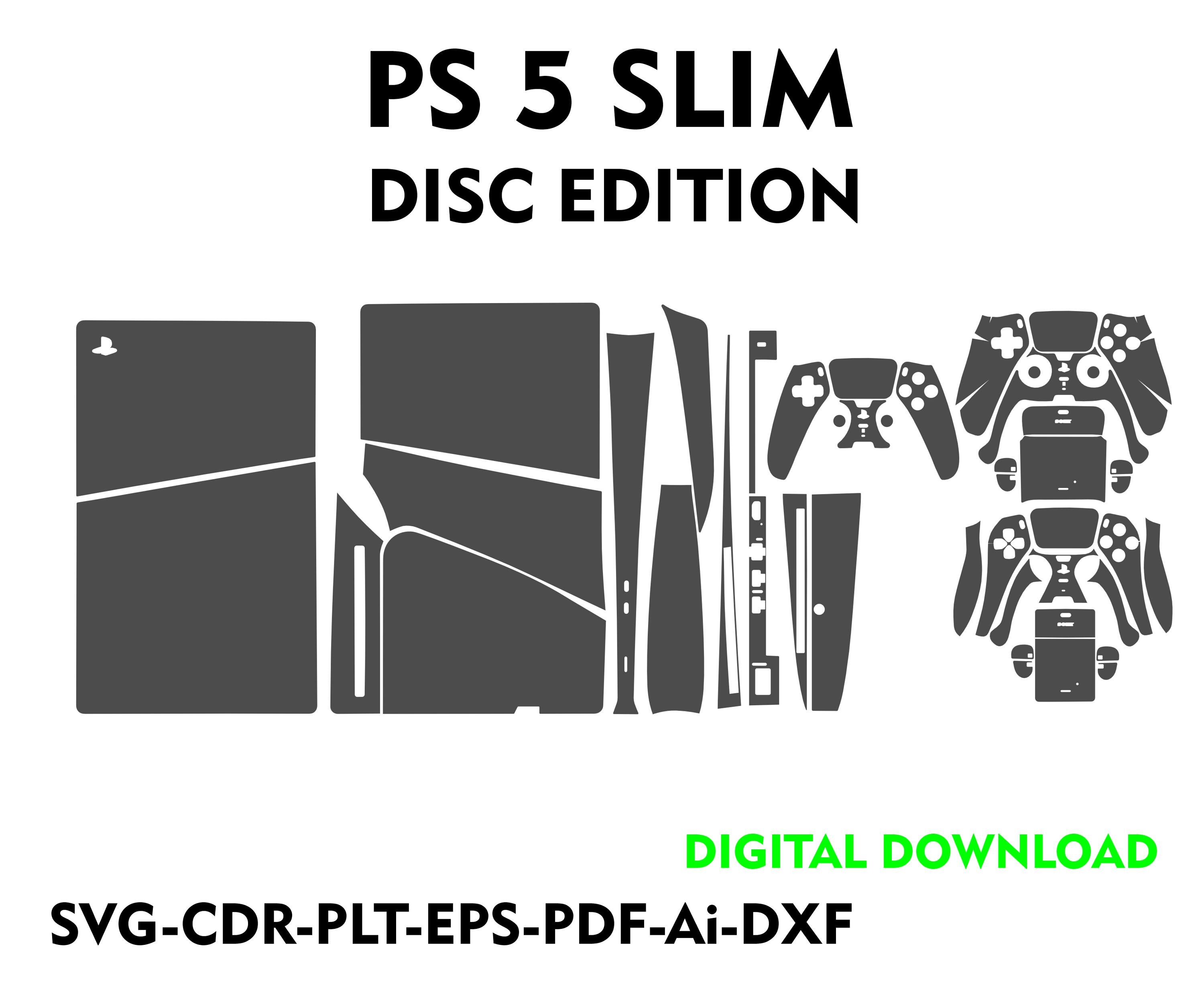 playstation ps5 slim disc edition 2023 Skin Template Vector file templete skin die cut