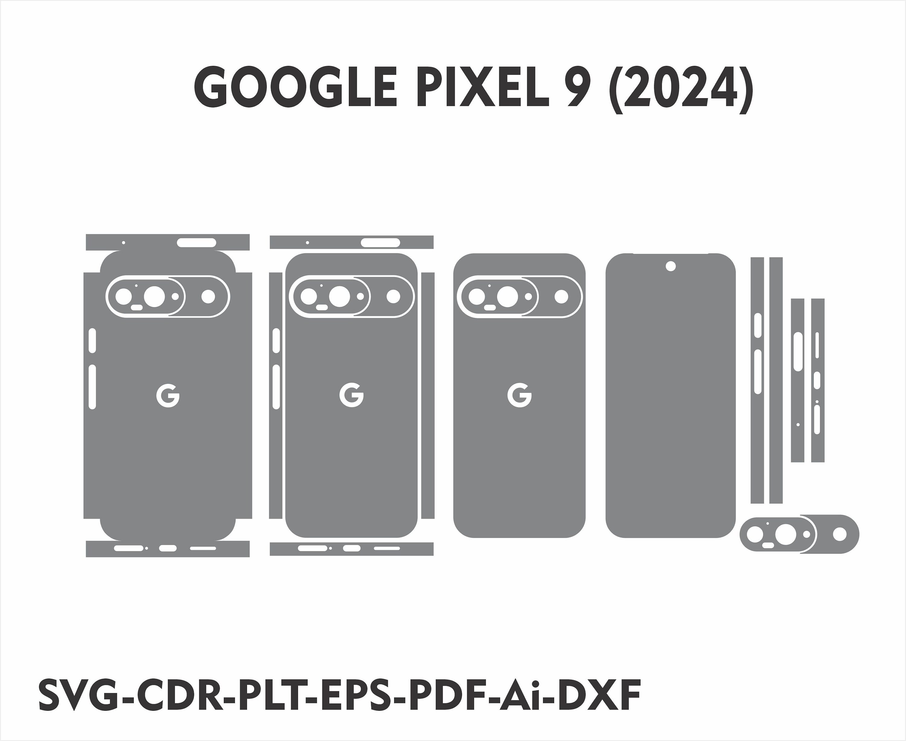 Plantilla de piel vectorial para Google Pixel 9 2024, archivo de piel, troqueles de piel