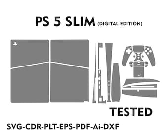 playstation ps5 slim digital edition Skin Template Vector file templete skin die cut