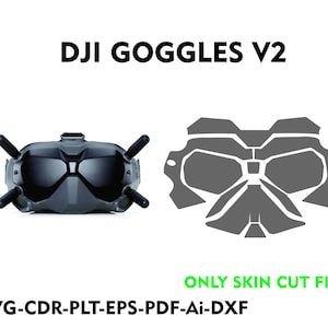 Könnte beinhalten: Eine graue und schwarze DJI Goggles V2 Skin-Schnittdatei. Die Datei ist für einen Hautschnitt für die DJI Goggles V2. Die Datei ist in den Formaten SVG, CDR, PLT, EPS, PDF, Ai und DXF verfügbar.